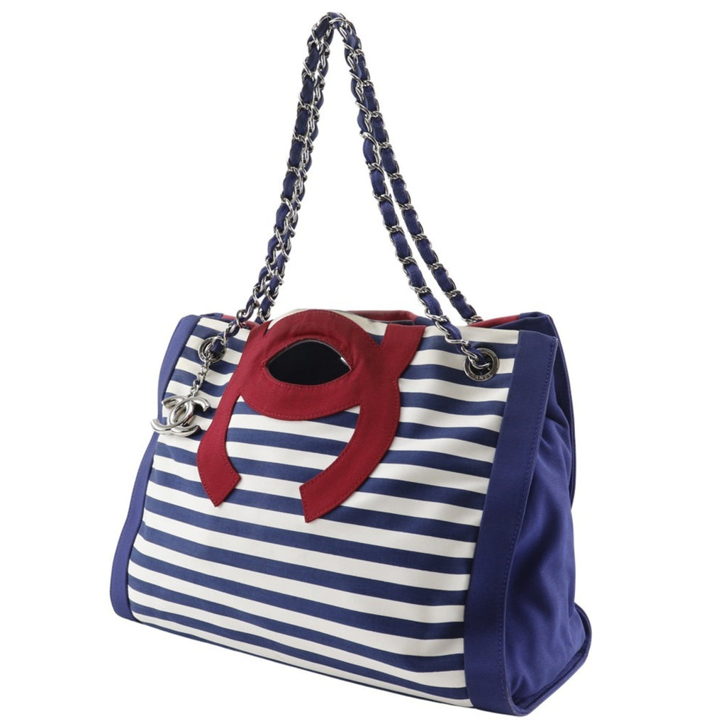 CHL Chain Tote Bag Cruise Line Border 7944 Cotton x Nylon Navy 2way Women's