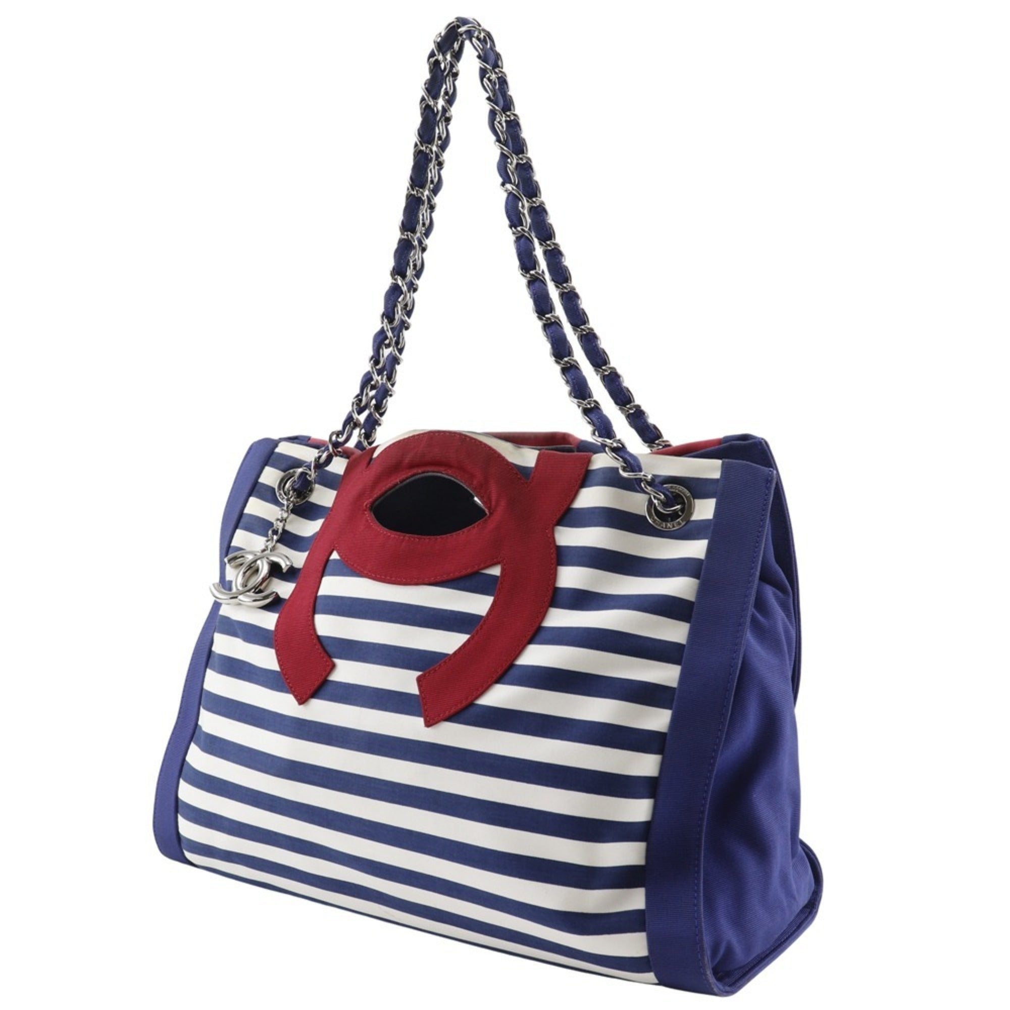 CHL Chain Tote Bag Cruise Line Border 7944 Cotton x Nylon Navy 2way Women's