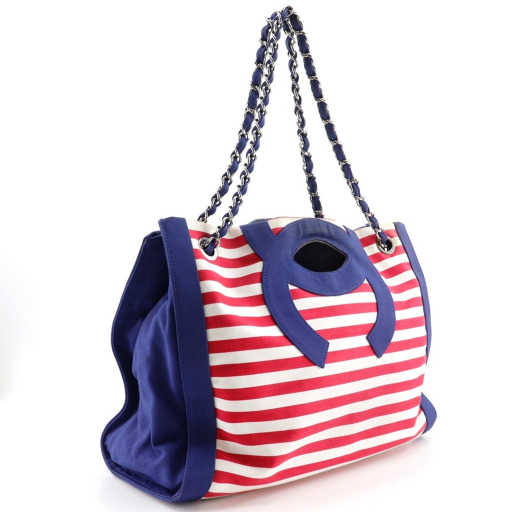 CHL Chain Tote Bag Cruise Line Border 7944 Cotton x Nylon Navy 2way Women's