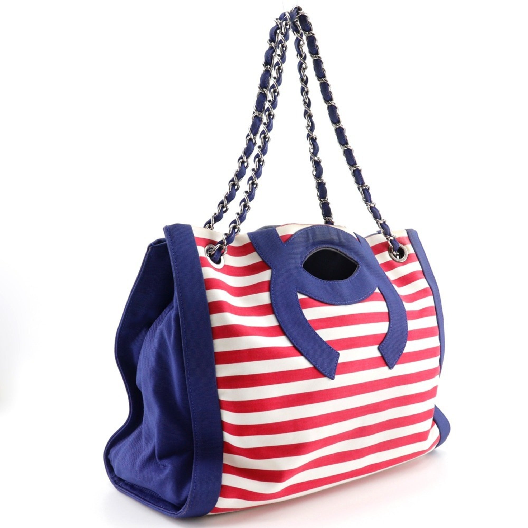 CHL Chain Tote Bag Cruise Line Border 7944 Cotton x Nylon Navy 2way Women's