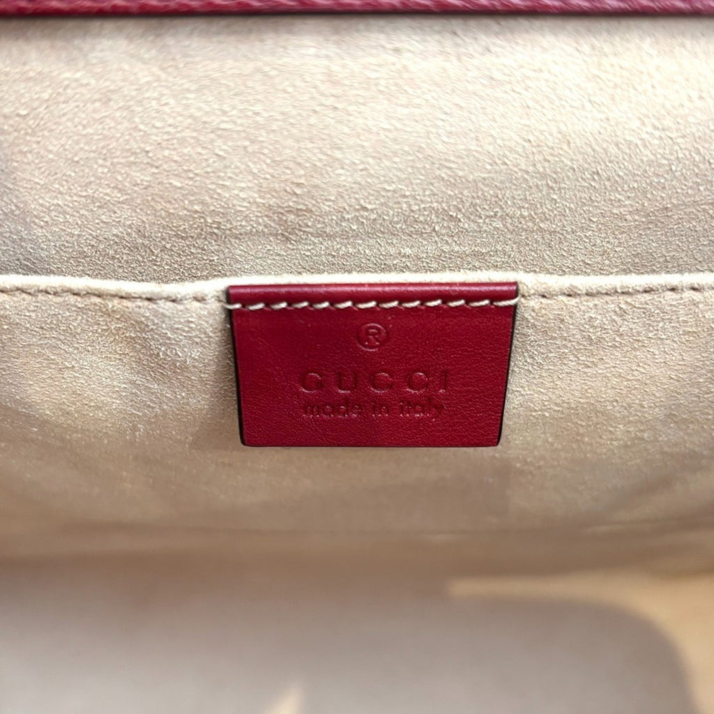 GCCI Diana Small Bamboo Handle Leather 2way Tote Bag Shoulder 660195 Red Women's