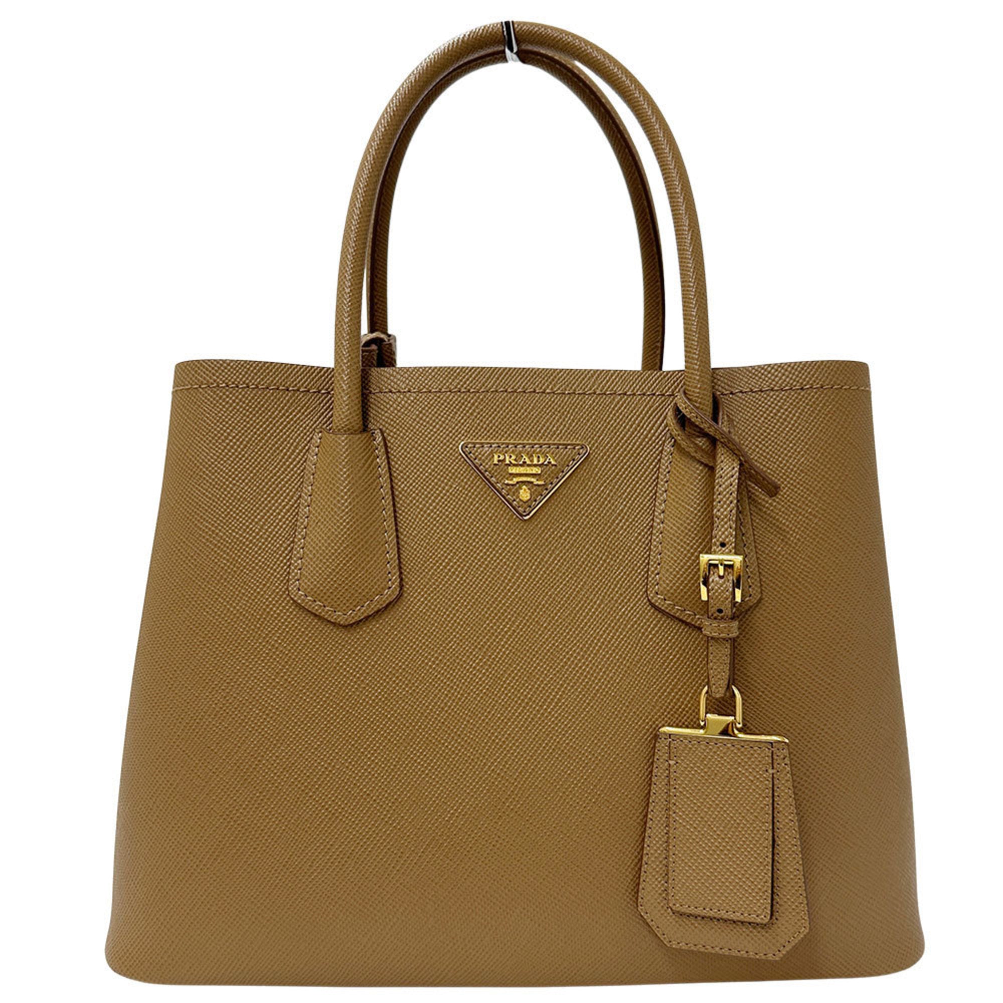 PDA PRADA Women's Brand Tote Bag, Brown Leather, Camel, Large, Excellent Condition, 1BG887