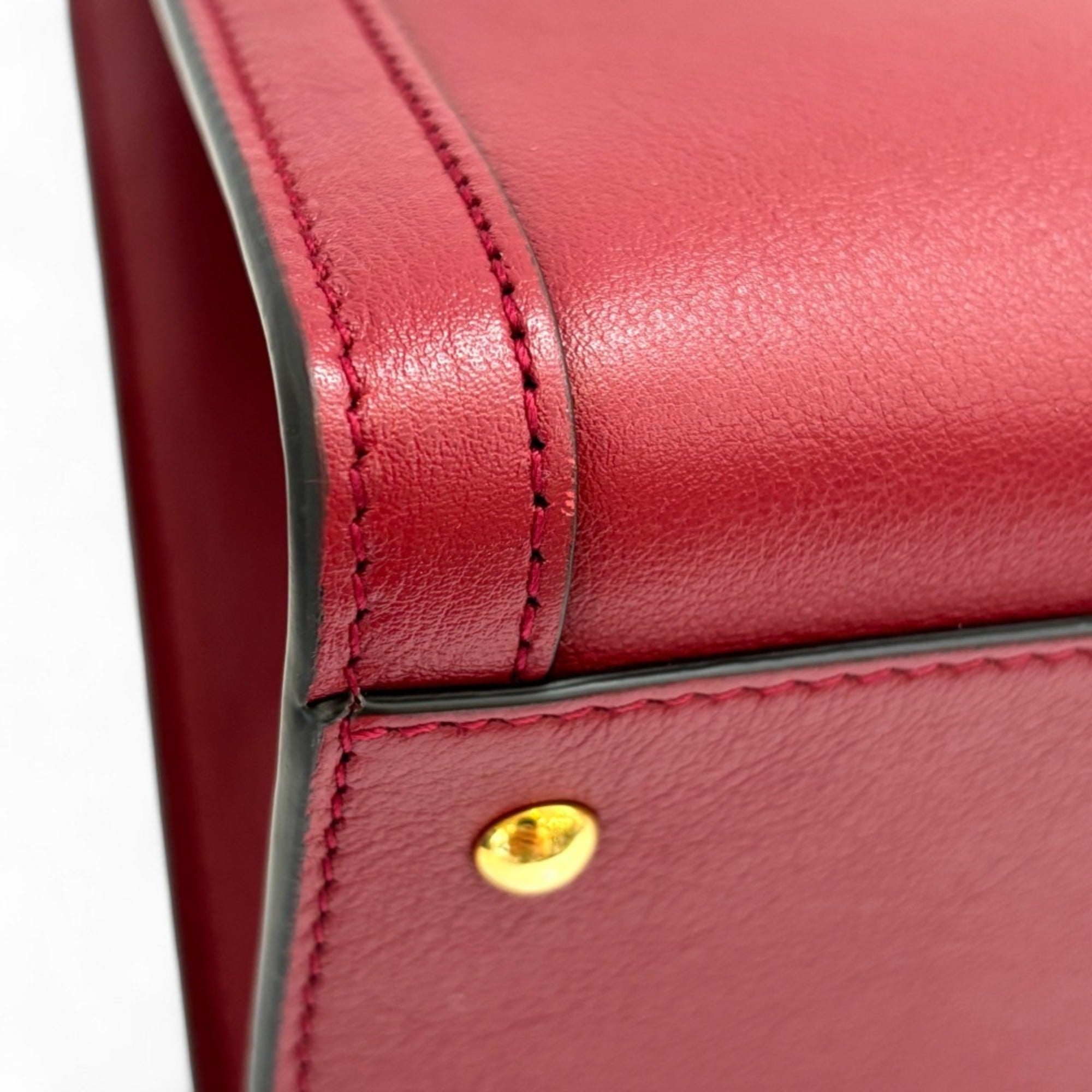 GCCI Diana Small Bamboo Handle Leather 2way Tote Bag Shoulder 660195 Red Women's