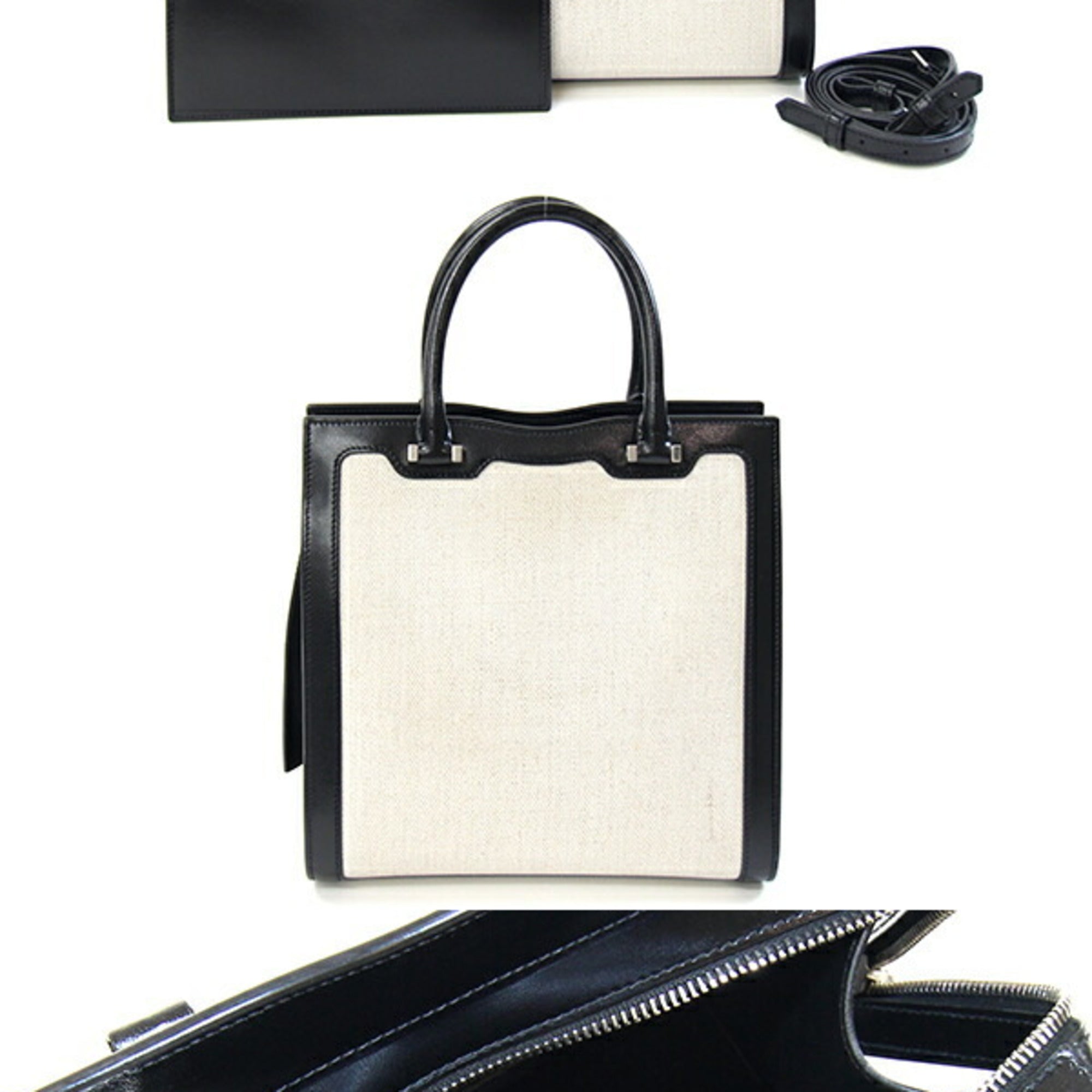 SLT Laurent Up Down Small Handbag 561203 Natural Black Coated Canvas Leather Shoulder Bag Clutch Women's SAINT LAURENT