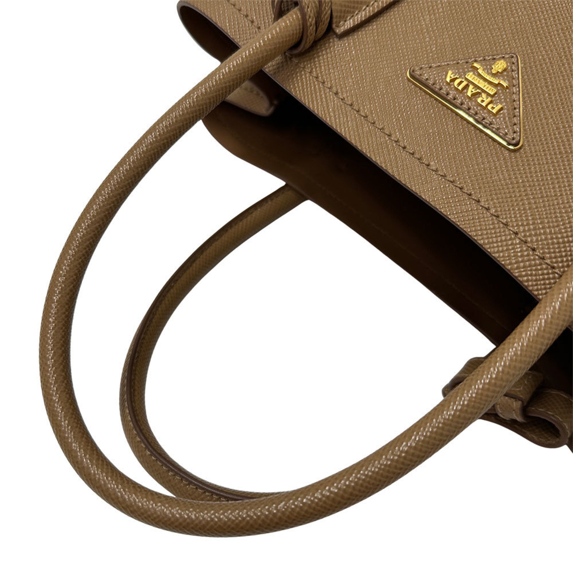 PDA PRADA Women's Brand Tote Bag, Brown Leather, Camel, Large, Excellent Condition, 1BG887