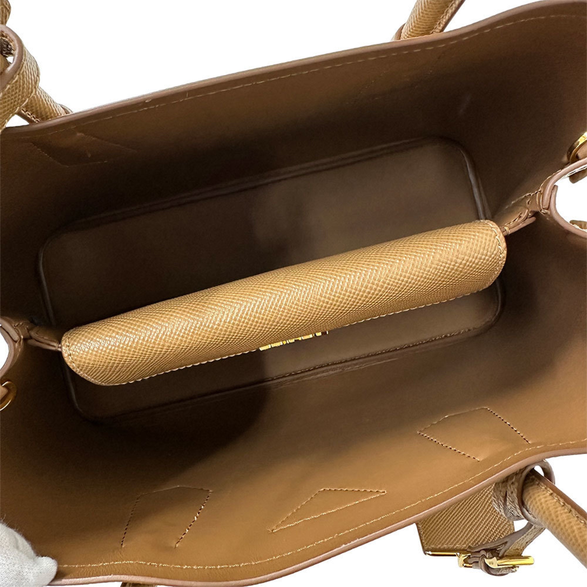 PDA PRADA Women's Brand Tote Bag, Brown Leather, Camel, Large, Excellent Condition, 1BG887