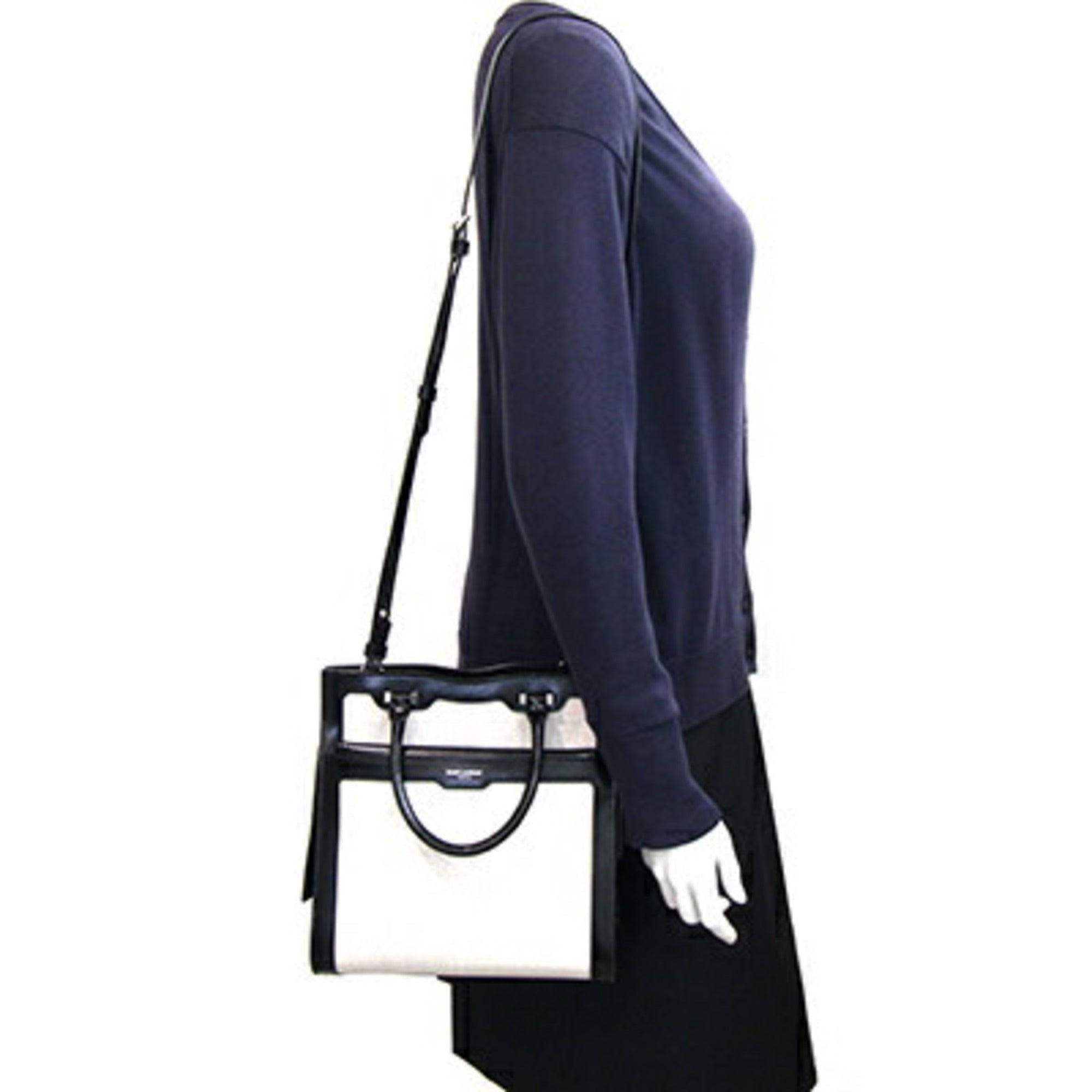 SLT Laurent Up Down Small Handbag 561203 Natural Black Coated Canvas Leather Shoulder Bag Clutch Women's SAINT LAURENT