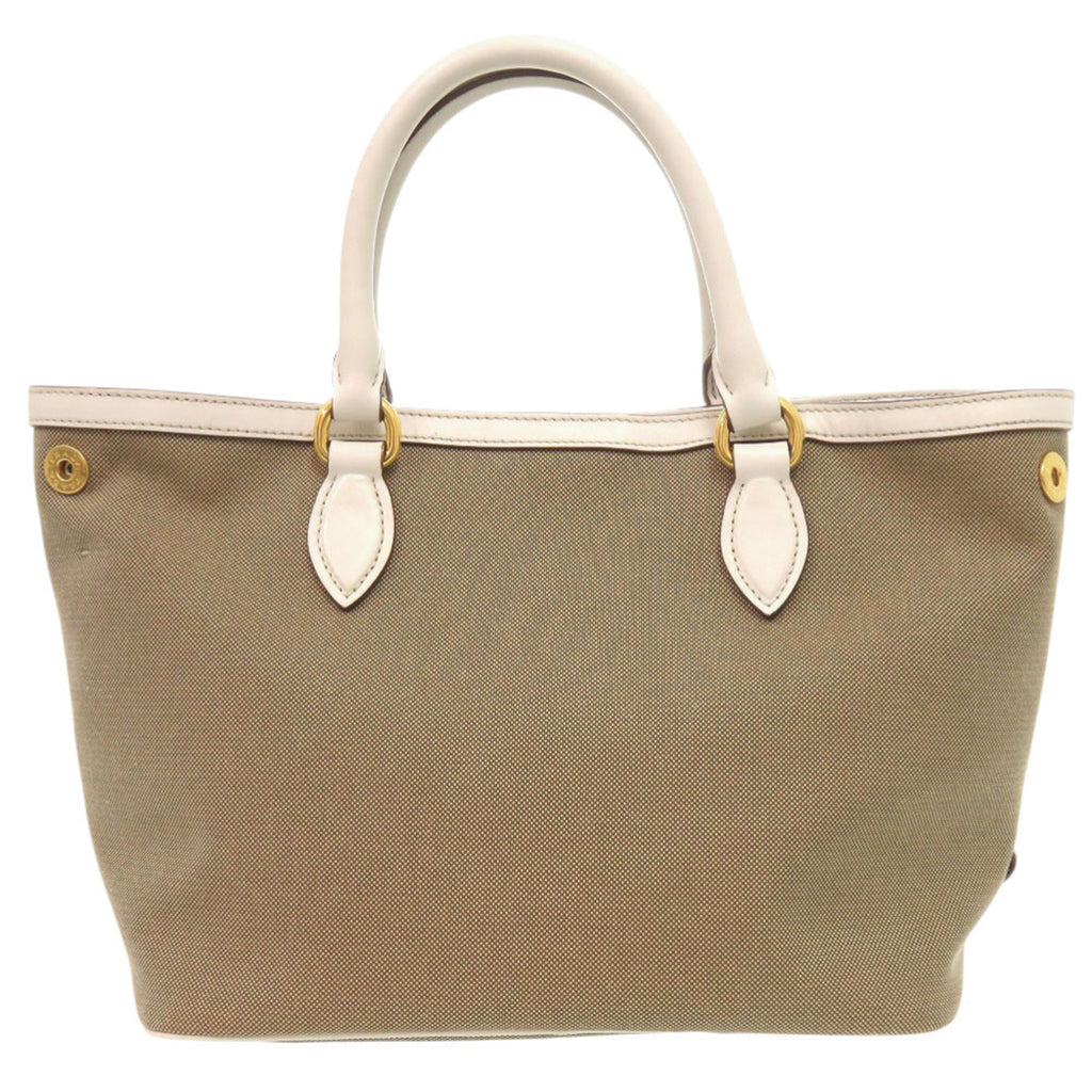 PDA Like new Prada Logo Jacquard 1BA172 Leather Corda Talc Beige White Shoulder Bag 0780 PRADA