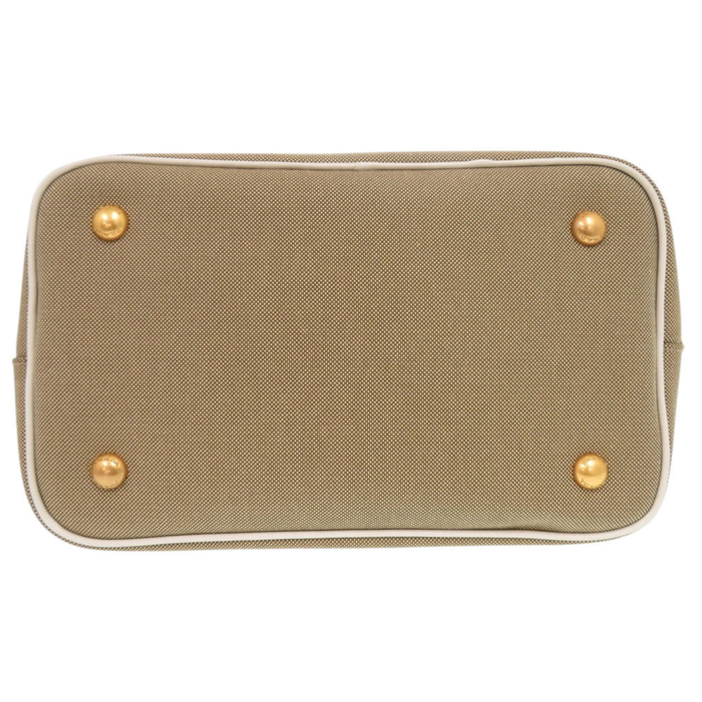 PDA Like new Prada Logo Jacquard 1BA172 Leather Corda Talc Beige White Shoulder Bag 0780 PRADA