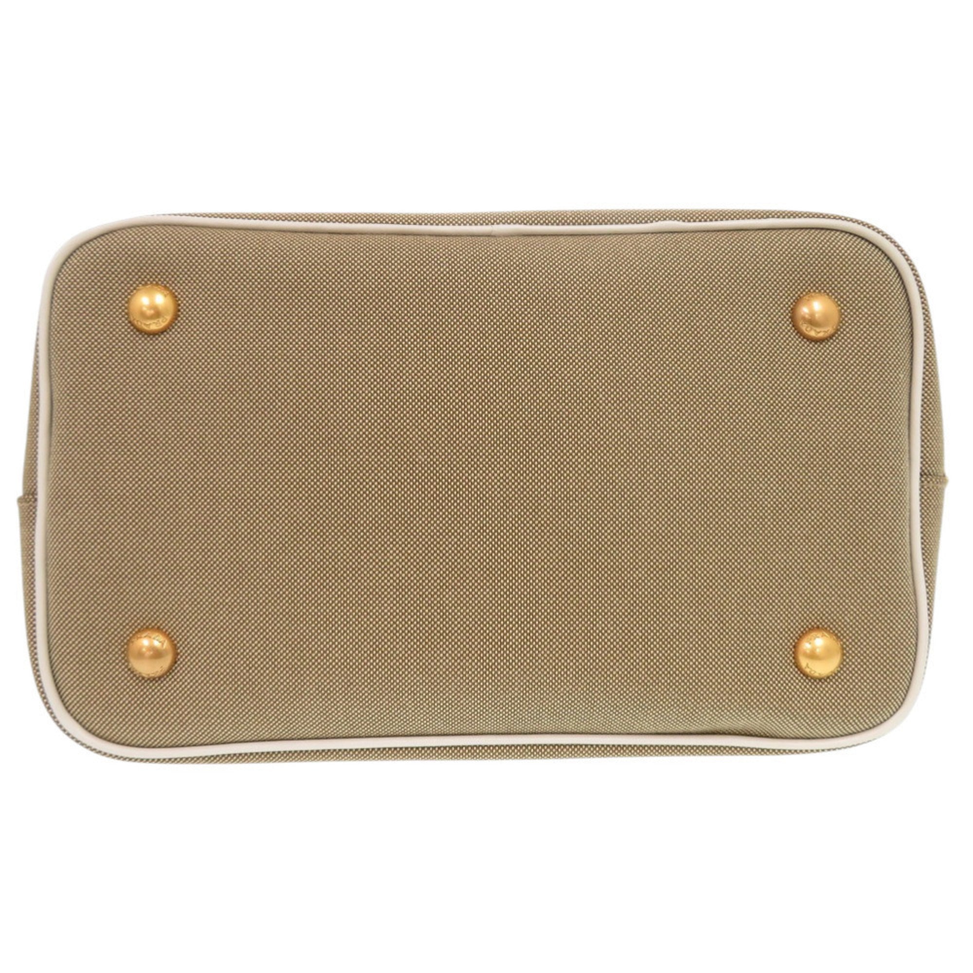 PDA Like new Prada Logo Jacquard 1BA172 Leather Corda Talc Beige White Shoulder Bag 0780 PRADA