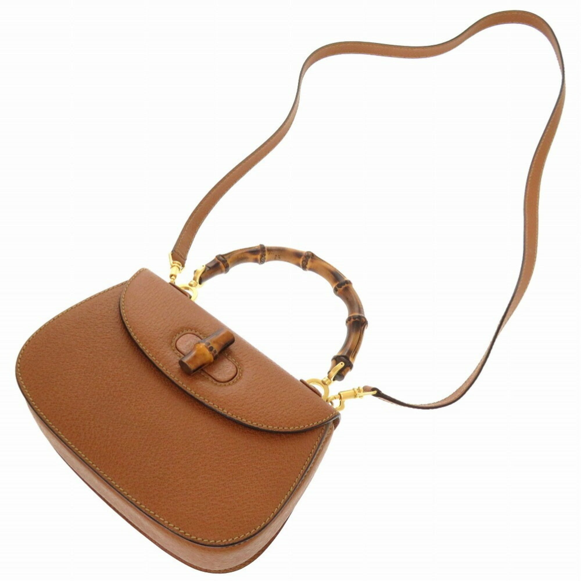 GCCI Bamboo Leather Brown 000 2046 0188 Handbag 0271 GUCCI
