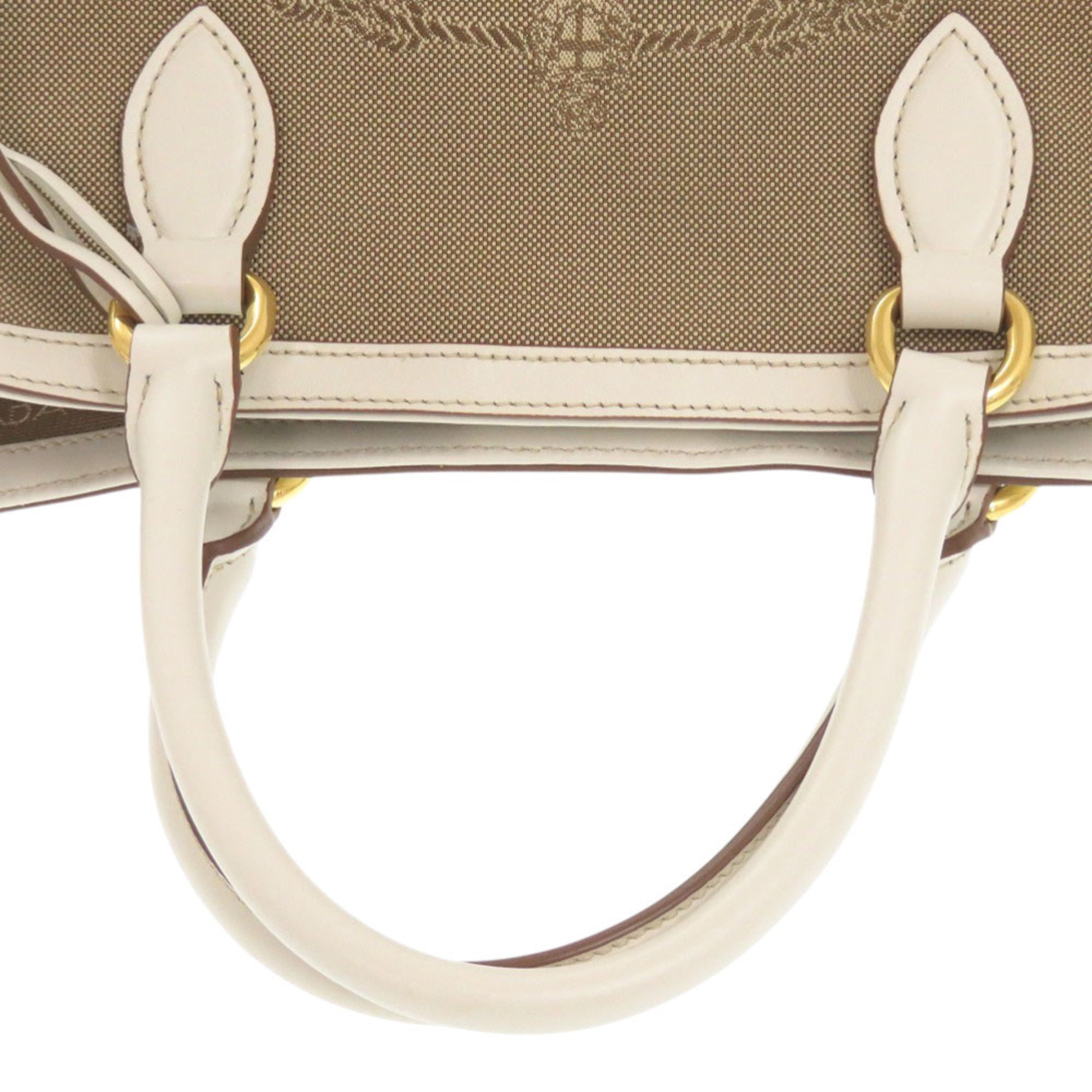 PDA Like new Prada Logo Jacquard 1BA172 Leather Corda Talc Beige White Shoulder Bag 0780 PRADA