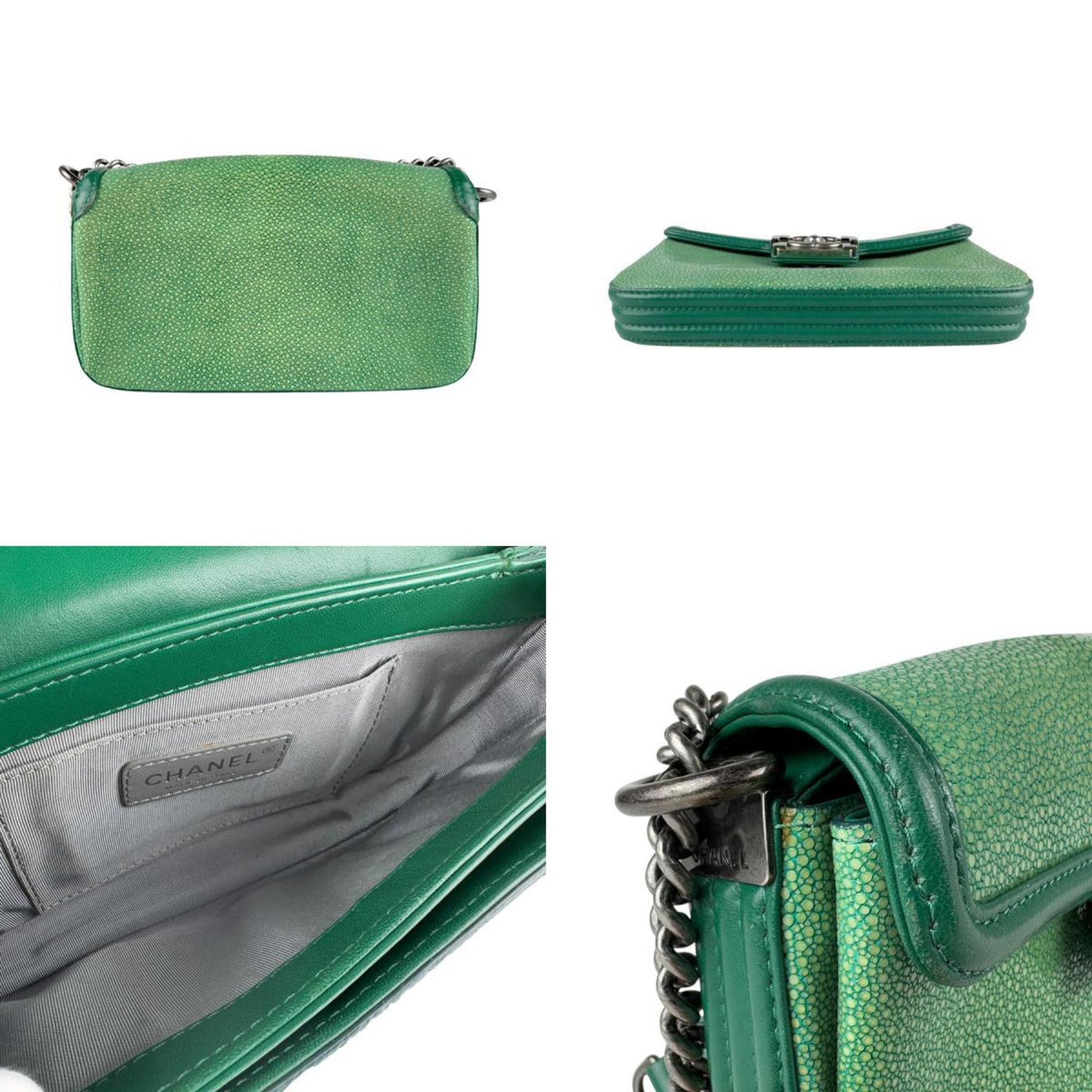 CHL Boy Chanel Galuchat Green Shoulder Bag for Women z7656