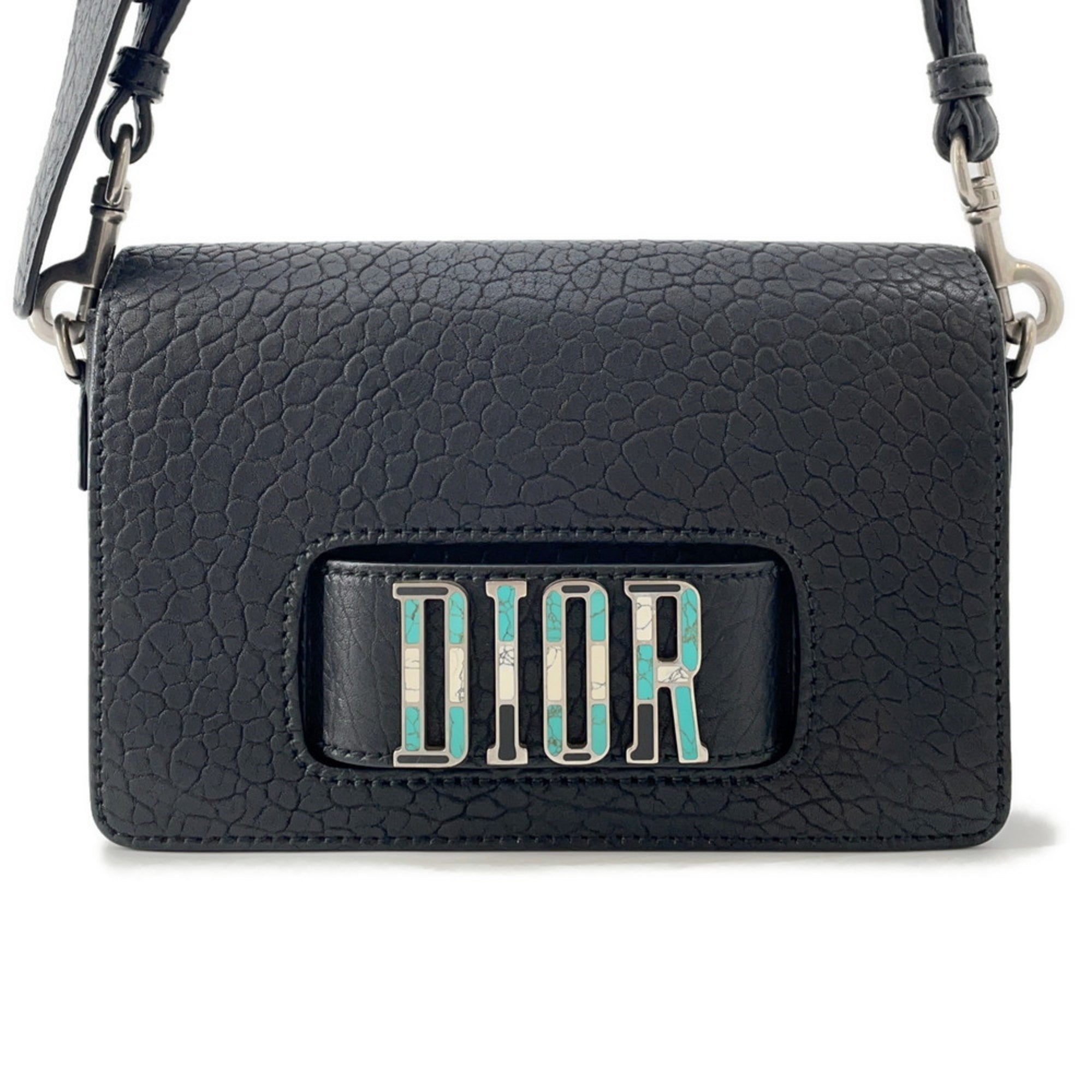 CRD Dior Evolution Mosaic Leather Shoulder Bag in Black