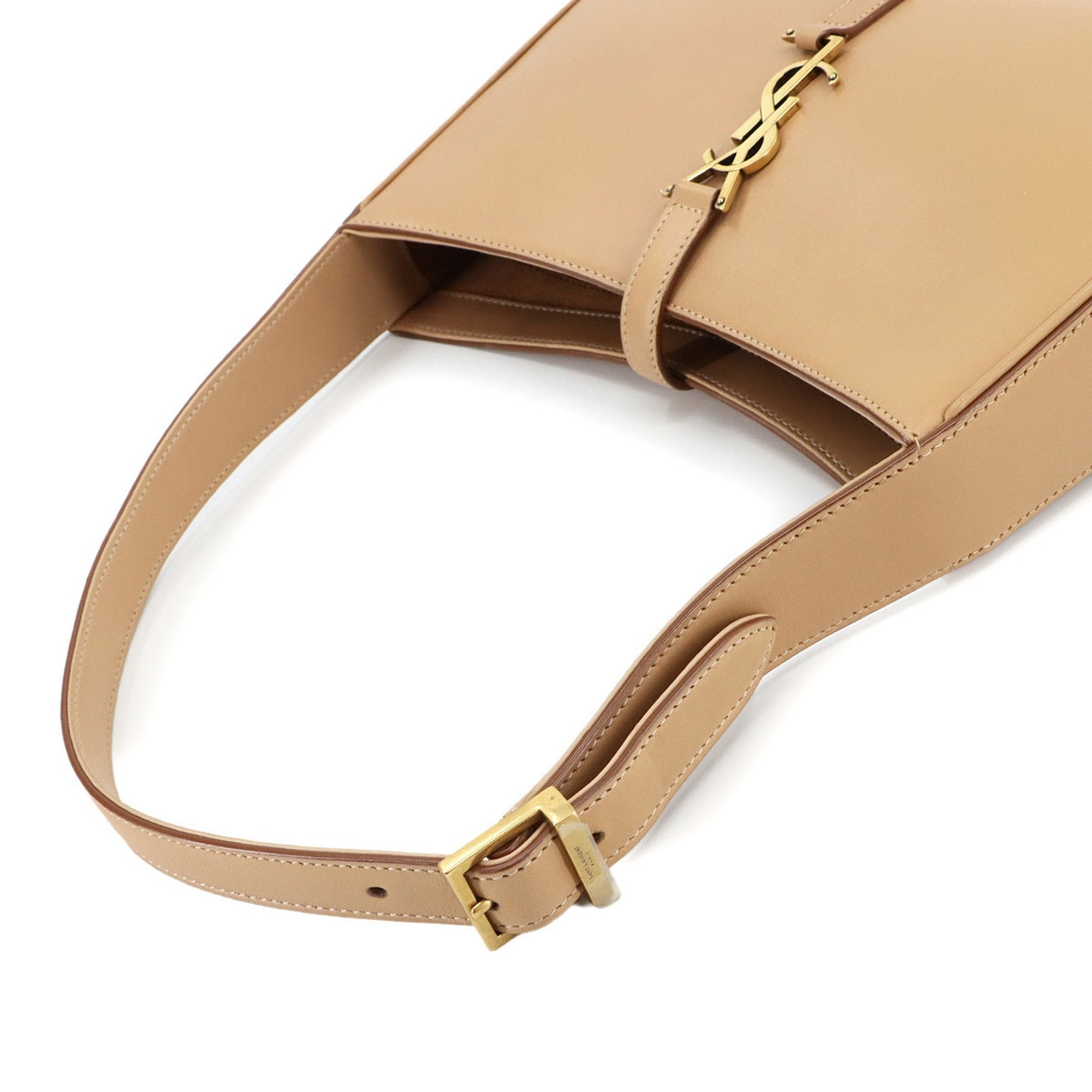 SLT Laurent Le Cassette Shoulder Bag, Beige Leather, 657228, Gold Hardware, LE5A7