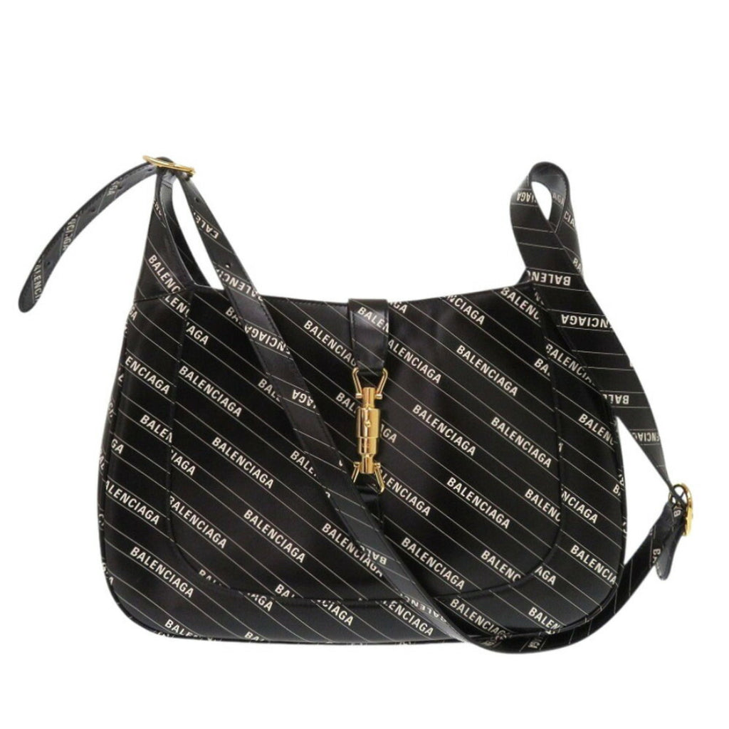 GCCI Jackie 1961 The Hacker Project Balenciaga Collaboration 636712 Leather Black Shoulder Bag 1707GUCCI