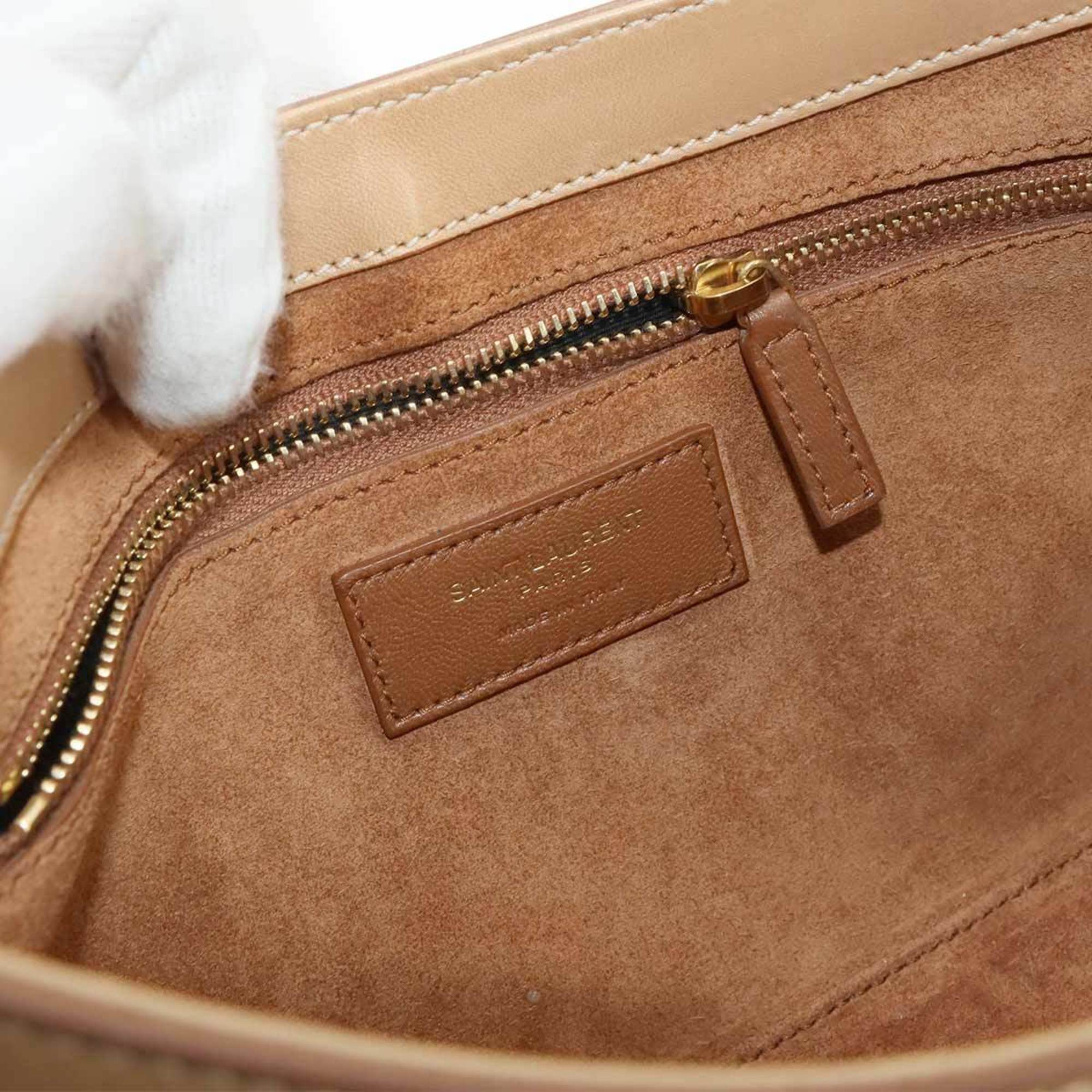 SLT Laurent Le Cassette Shoulder Bag, Beige Leather, 657228, Gold Hardware, LE5A7