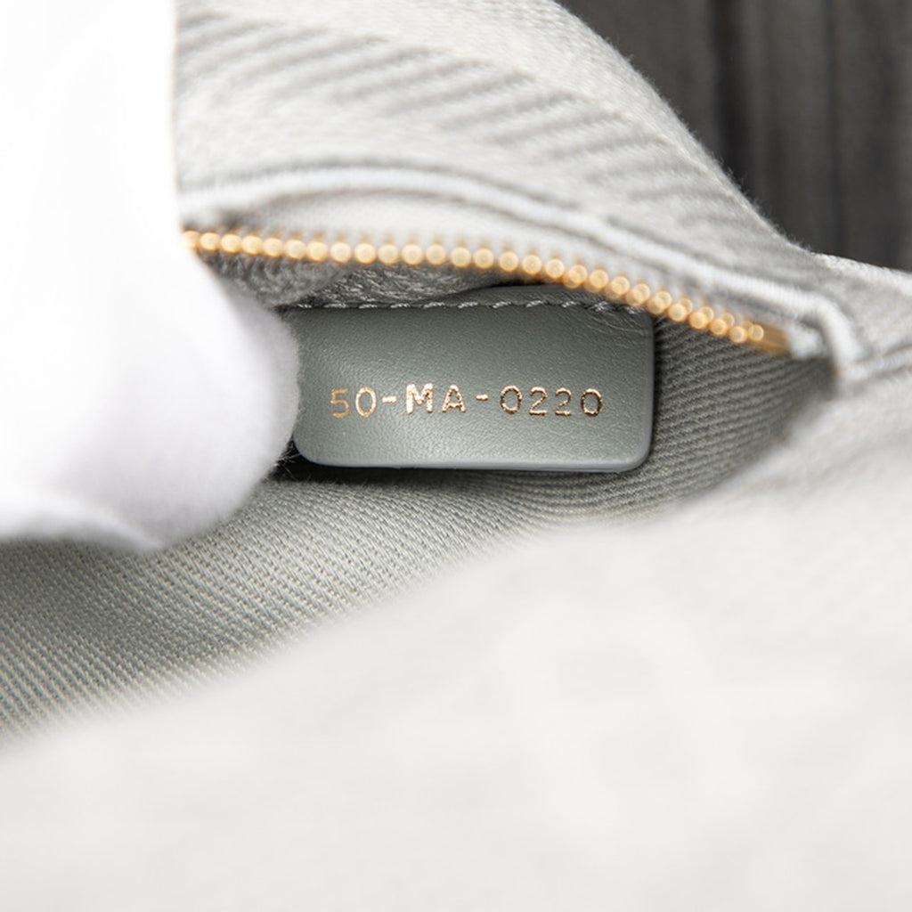 CRD Dior Cannage Lady Medium Handbag/Shoulder Bag, 2-Way, Gray Canvas, Women's