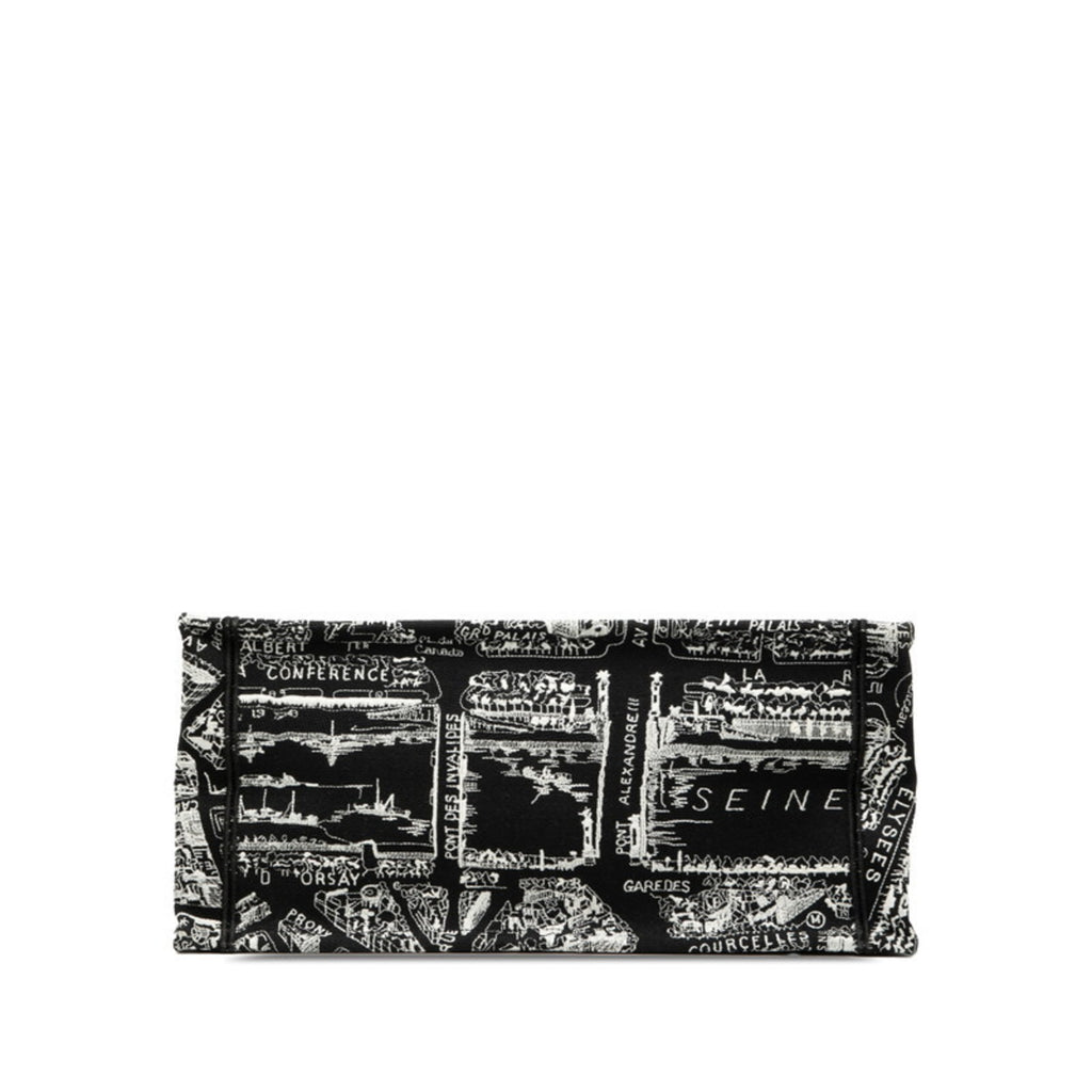 CRD Dior Plan de Paris Book Tote Medium Handbag Bag Black and White Canvas Women's