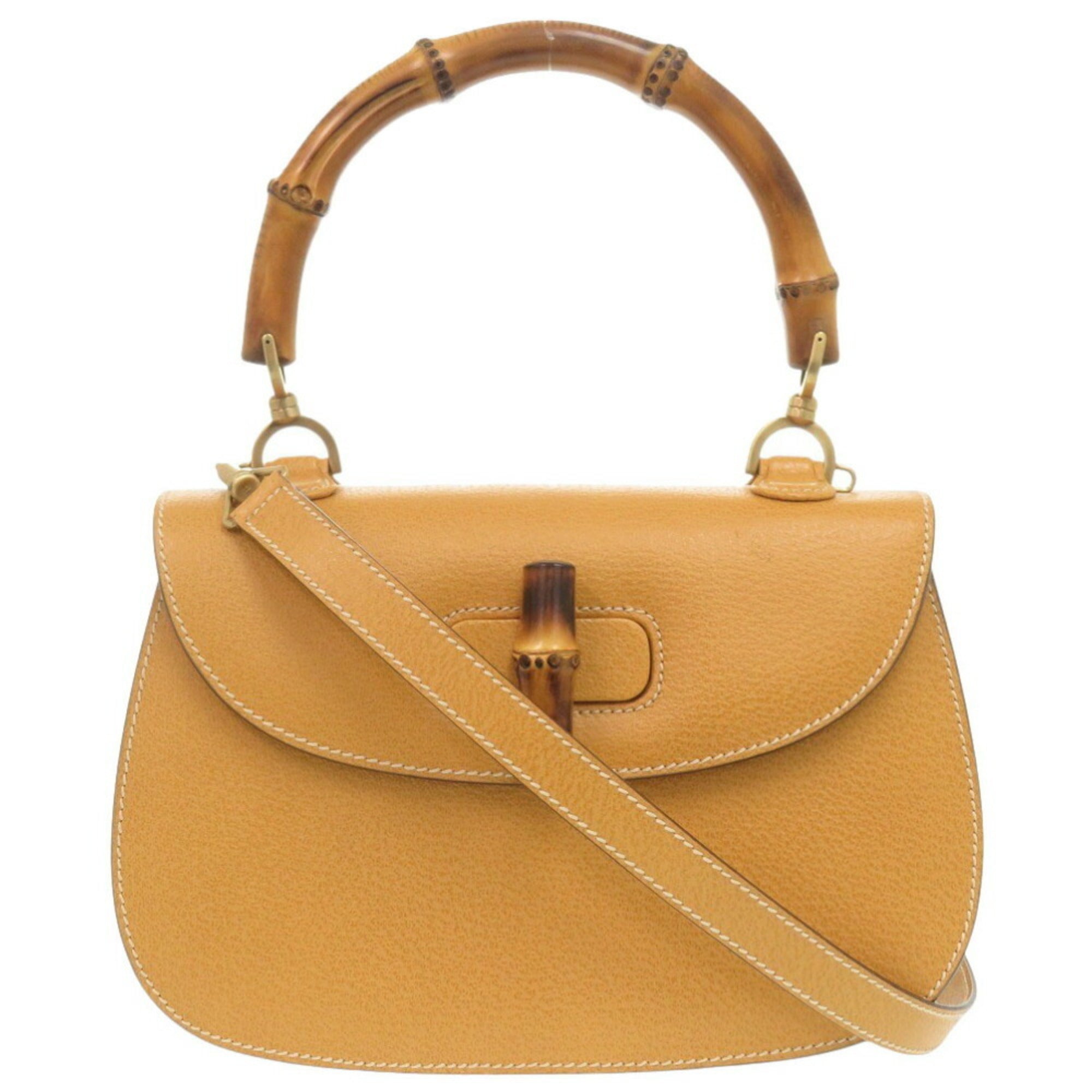 GCCI Bamboo 000 1364 0633 Leather Yellow Handbag 0145GUCCI