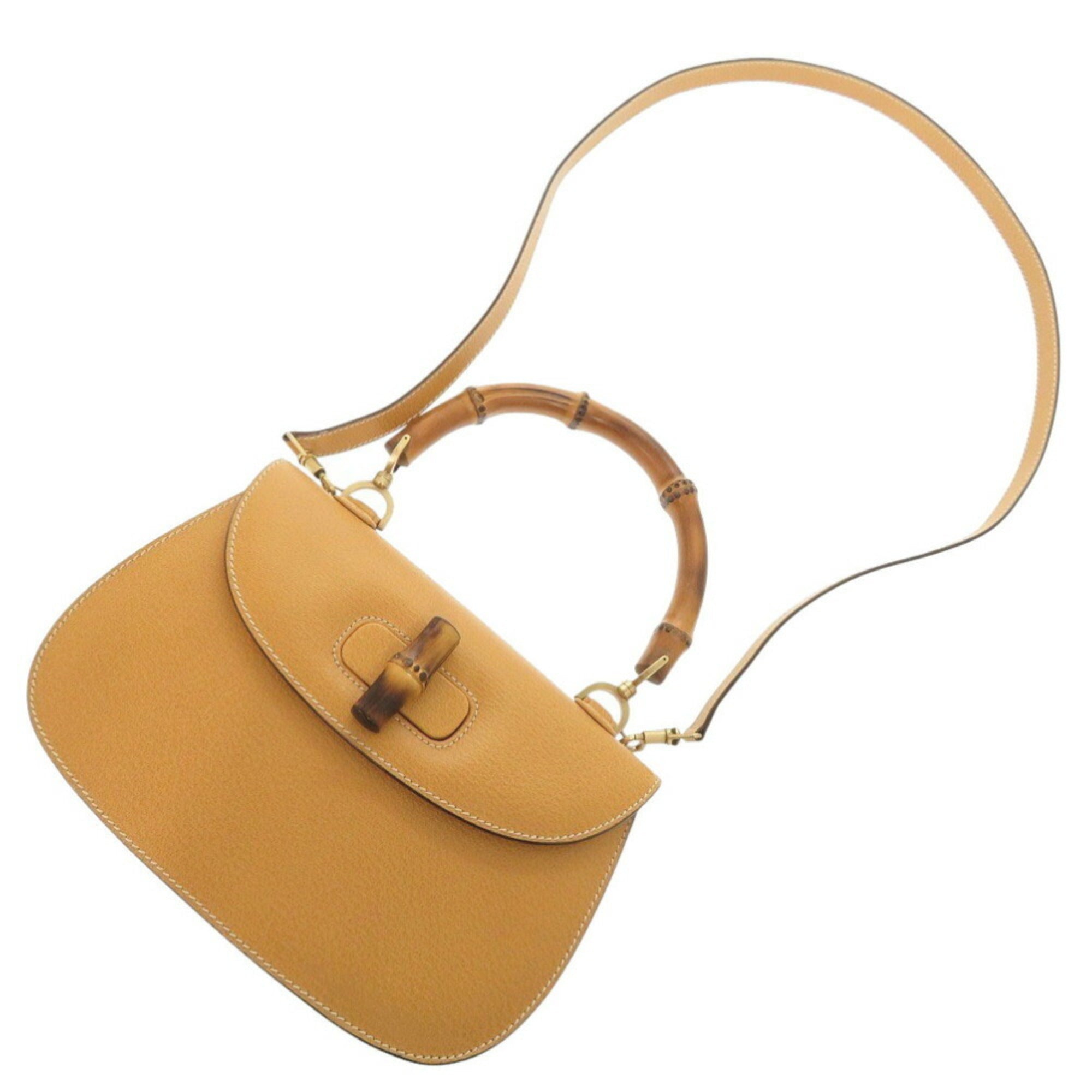 GCCI Bamboo 000 1364 0633 Leather Yellow Handbag 0145GUCCI