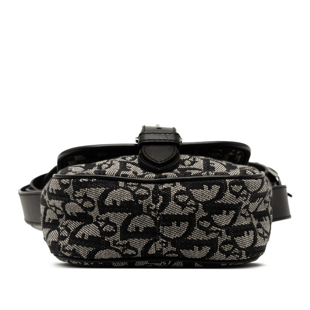 CRD Dior Dior Trotter Crossbody Shoulder Bag in Black and White Canvas Leather for Women