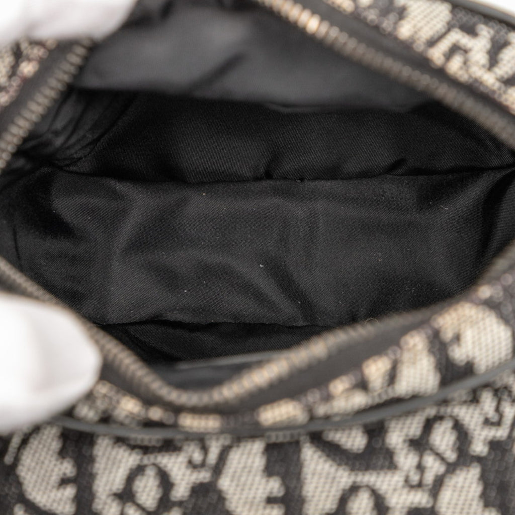 CRD Dior Dior Trotter Crossbody Shoulder Bag in Black and White Canvas Leather for Women