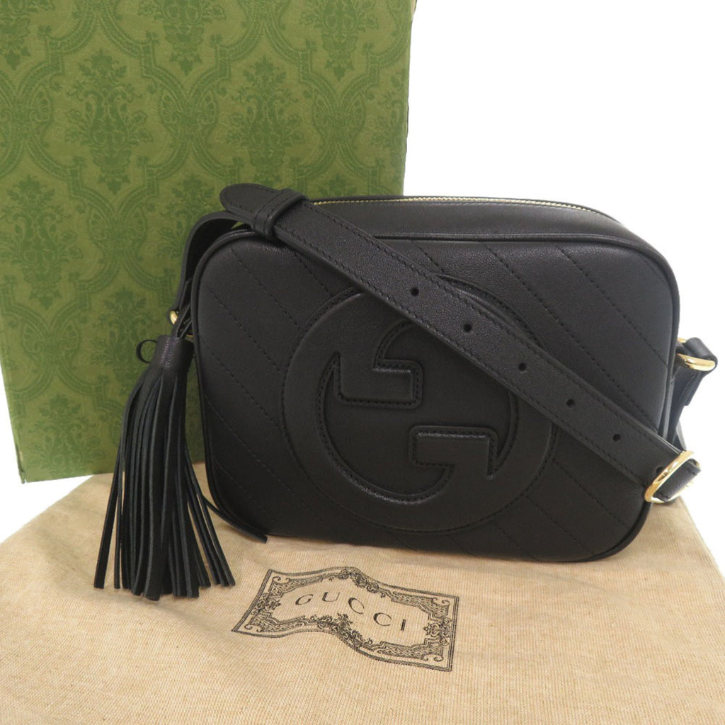 GCCI Like new Gucci Blondie 742360 leather black shoulder bag 0510 GUCCI