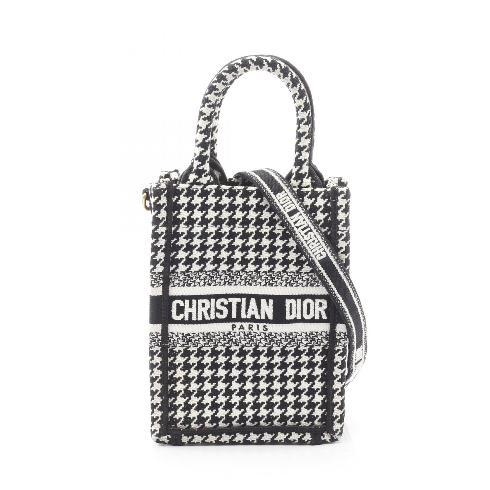 CRD Dior Dior BOOK TOTE Vertical Bag, Mini Phone Handbag, Canvas, Women's, Black and White