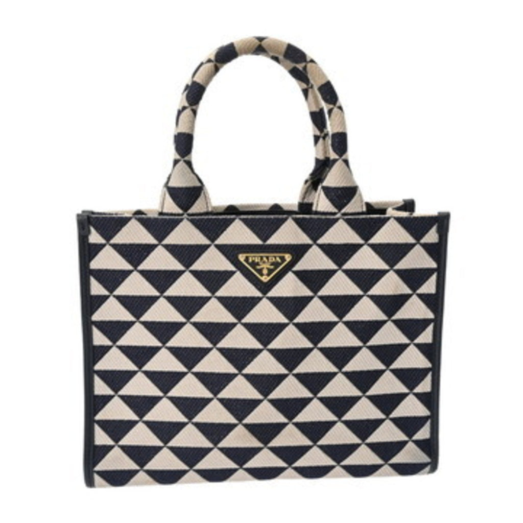 PDA Triangle Jacquard 2-Way Canvas Tote Bag, Navy/White, 1BA354, Women's