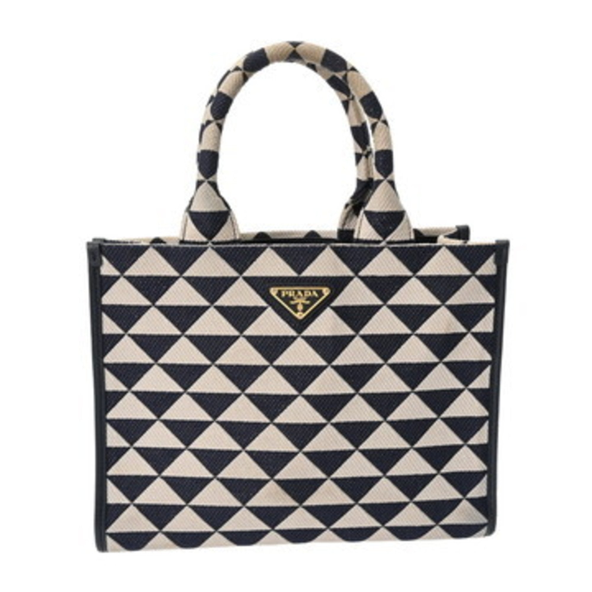 PDA Triangle Jacquard 2-Way Canvas Tote Bag, Navy/White, 1BA354, Women's