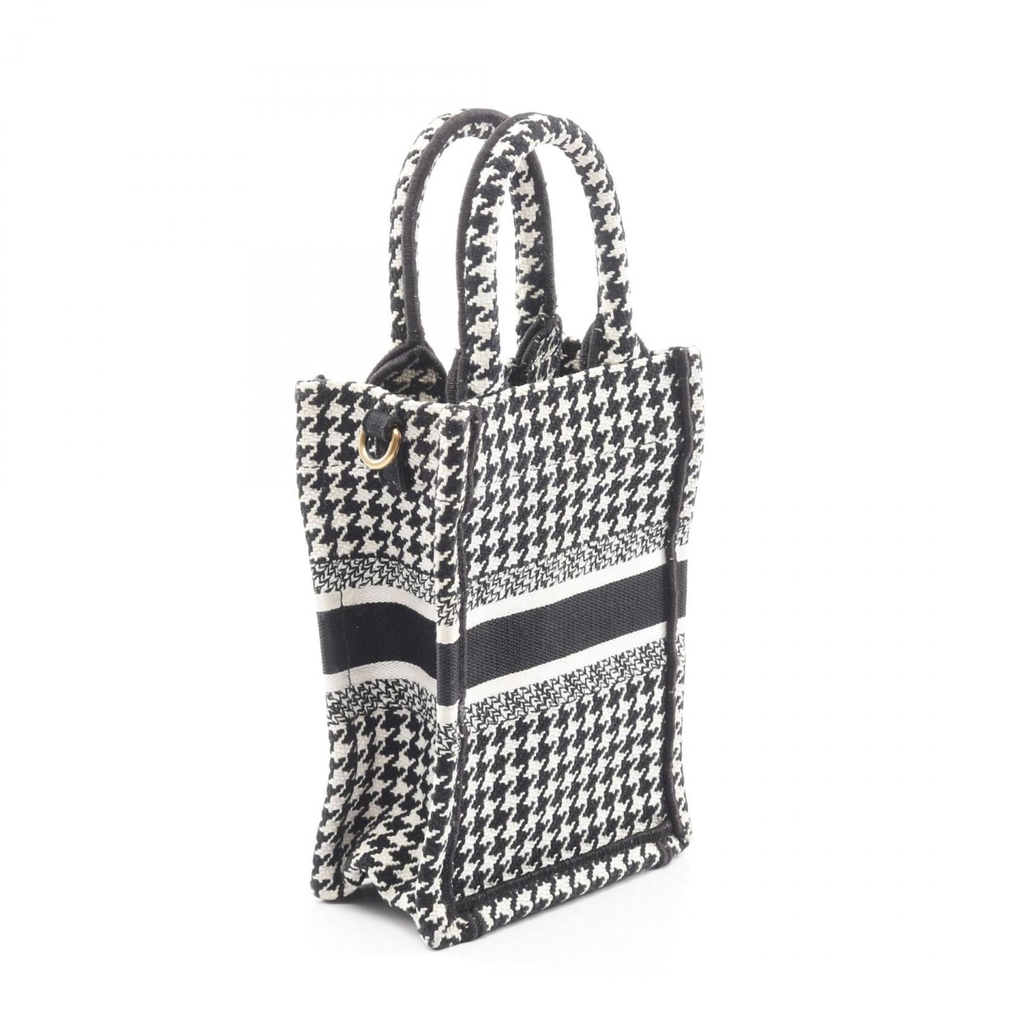 CRD Dior Dior BOOK TOTE Vertical Bag, Mini Phone Handbag, Canvas, Women's, Black and White
