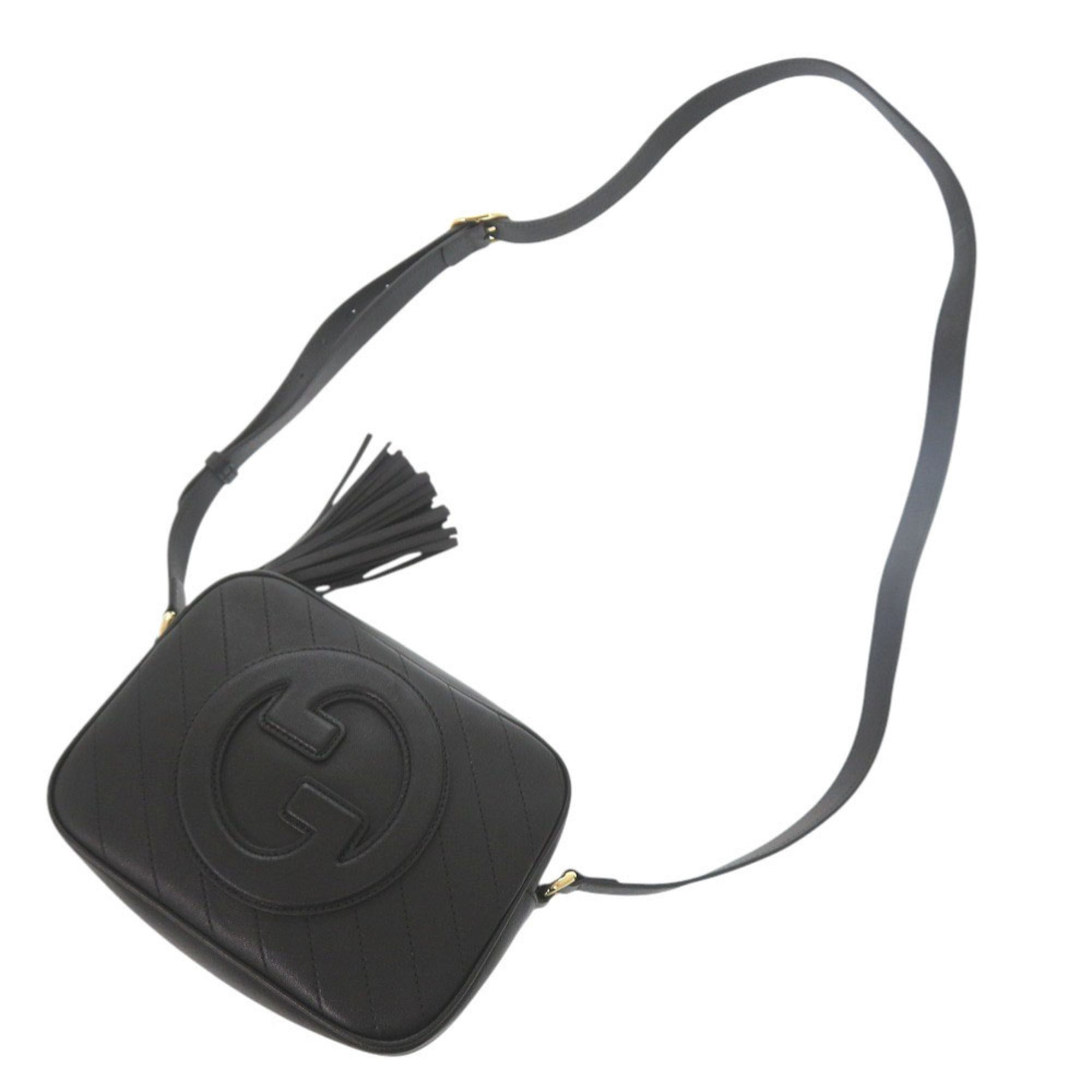 GCCI Like new Gucci Blondie 742360 leather black shoulder bag 0510 GUCCI