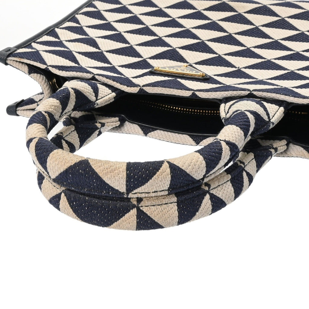 PDA Triangle Jacquard 2-Way Canvas Tote Bag, Navy/White, 1BA354, Women's