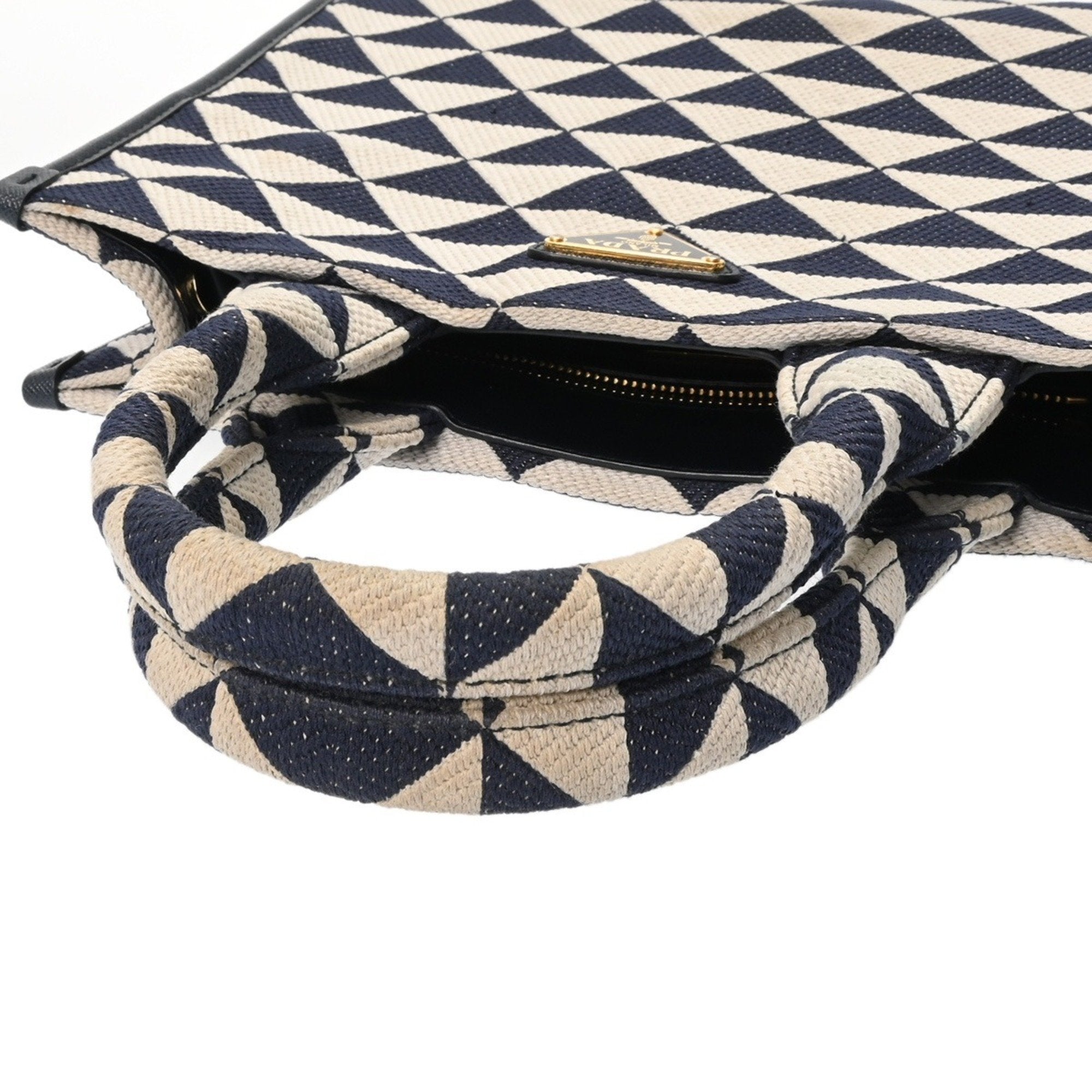PDA Triangle Jacquard 2-Way Canvas Tote Bag, Navy/White, 1BA354, Women's