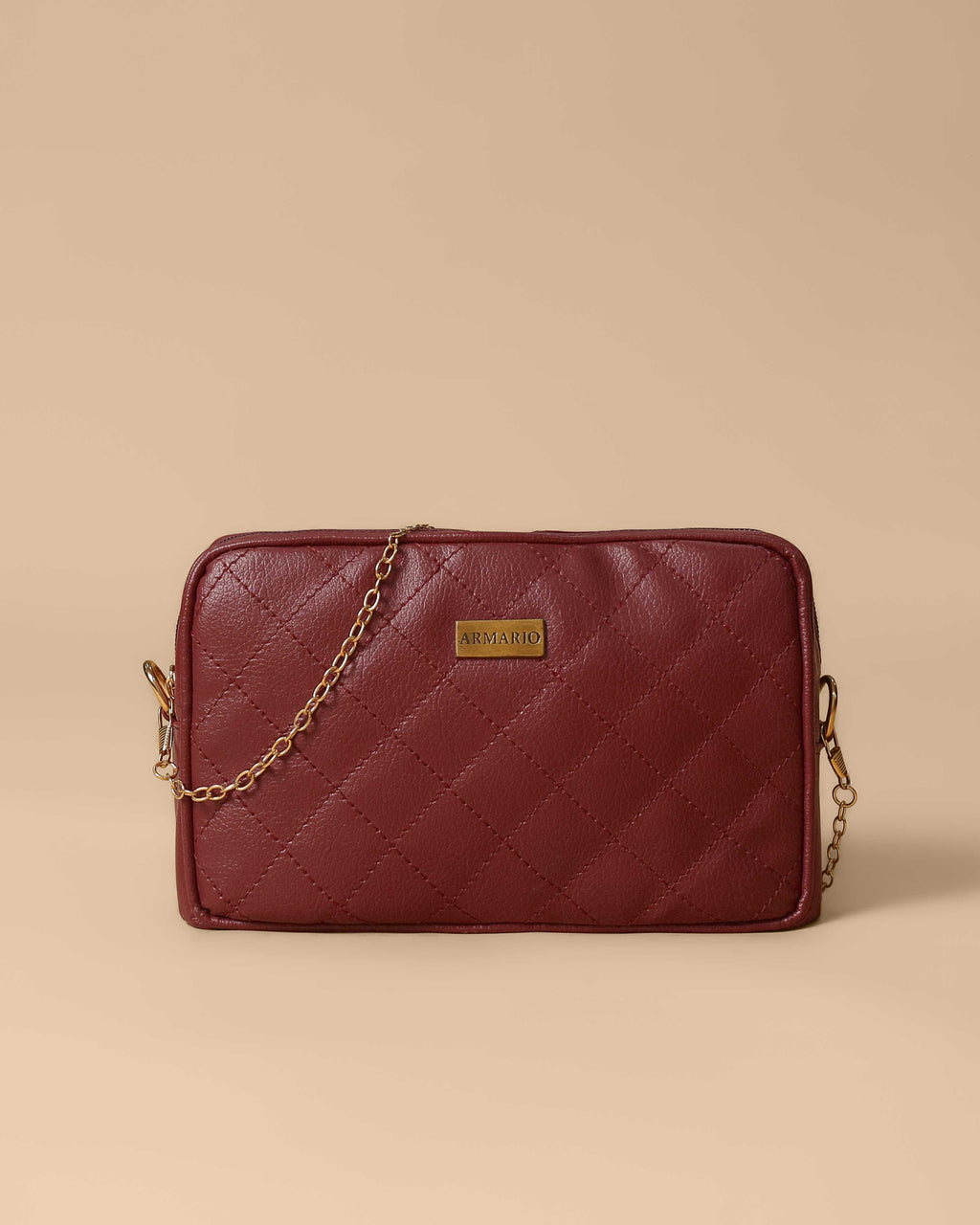 Crossbody Chain Bag by Armario (Maroon)